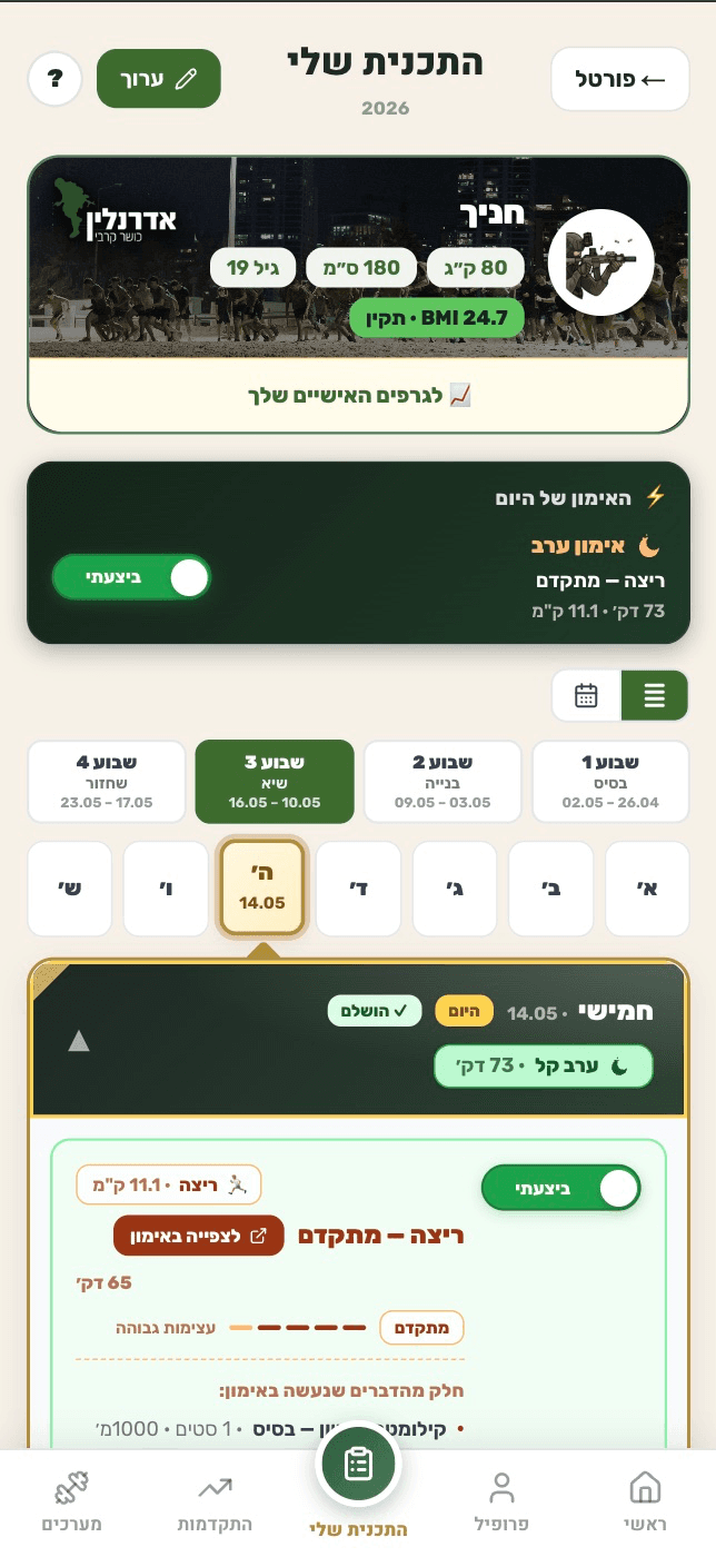 אפליקציית אדרנלין — התכנית שלי